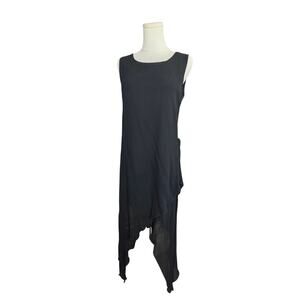 NWT M MADE IN ITALY Black Shark-Bite Hem Sleeveless Dress